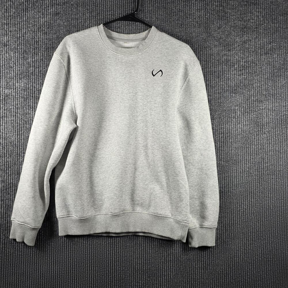 TLF Gray Crewneck Sweatshirt Small Minimal Logo Fleece Pullover